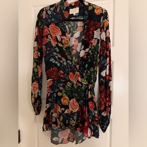 Rococo Sand Silk Wrap Style Floral Dress